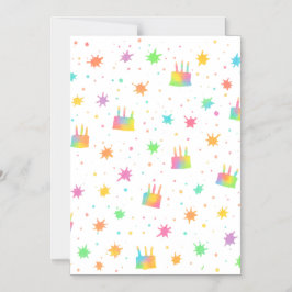 Invitación Magnética Rainbow Watercolor Birthday Cake Colorful Paint