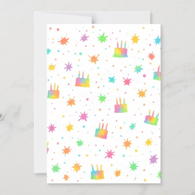Invitación Magnética Rainbow Watercolor Birthday Cake Colorful Paint (Anverso)