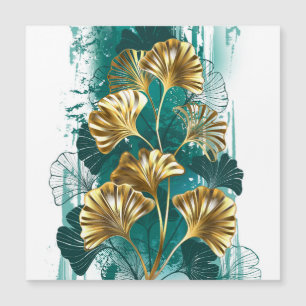 Invitación Magnética Rama con hojas doradas Ginko Biloba