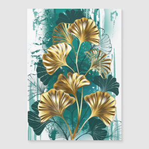 Invitación Magnética Rama con hojas doradas Ginko Biloba