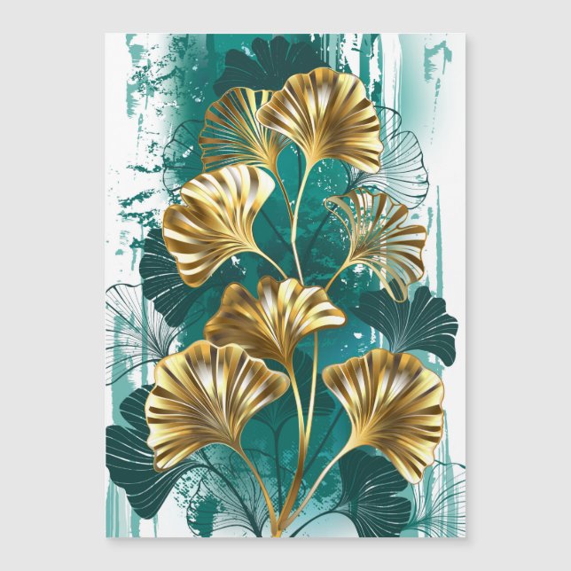 Invitación Magnética Rama con hojas doradas Ginko Biloba (Anverso)