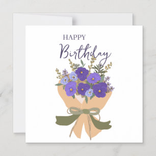 Invitación Magnética Ramo de Flores de Cumpleaños de Febrero Violetas M