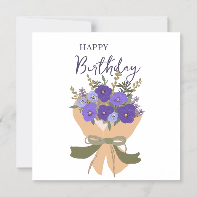 Invitación Magnética Ramo de Flores de Cumpleaños de Febrero Violetas M (Anverso)