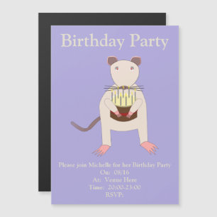 Invitación Magnética Rata siamesa con Personalizado de pastel de cumple