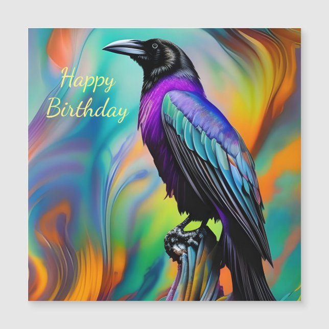 Invitación Magnética Raven morado, cumpleaños de las luces del norte (Anverso)