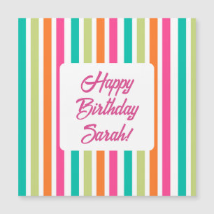 Invitación Magnética Rayas de arcoíris de neón divertido retro 