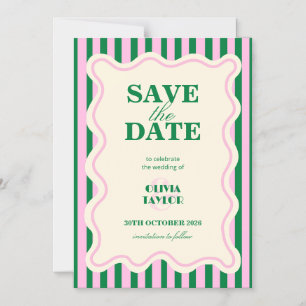 Invitación Magnética Rayas Retro Modernas