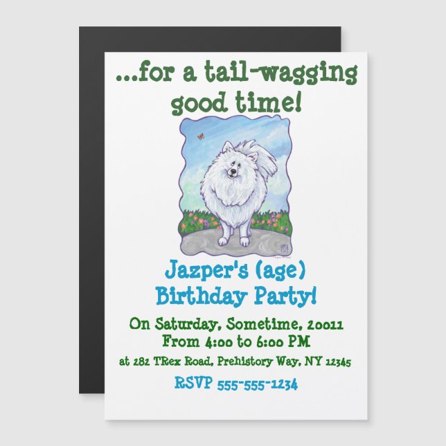 Invitación Magnética Regalos y accesorios de Pomerania Blanca (Anverso/Reverso)