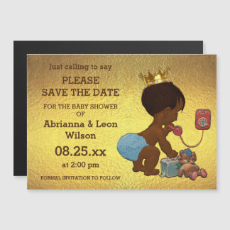 Invitación Magnética Relieve metalizado dorado falso salva la fecha del