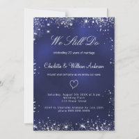 Renovación de votos de boda azul marino plateado