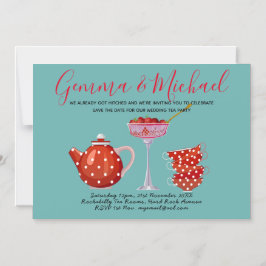 Invitación Magnética Retro Guardar La Fecha Boda Tea Fiesta 1950 Vintag