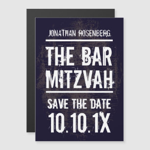 Invitación Magnética Rock Band Bar Mitzvah Salvar la fecha negro