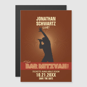 Invitación Magnética Rock Star Bar Mitzvah salva la fecha en Brown