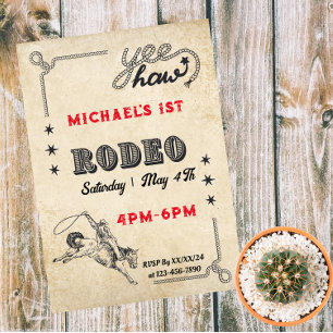Invitación Magnética Rodeo Oeste Riding Rodeo de Cowboy Cumpleaños