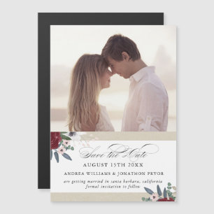 Invitación Magnética Romantic Florals, Magnetic guardar la fecha