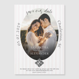 Invitación Magnética Romántico 1 Código QR Garabato Foto Salva la Fecha