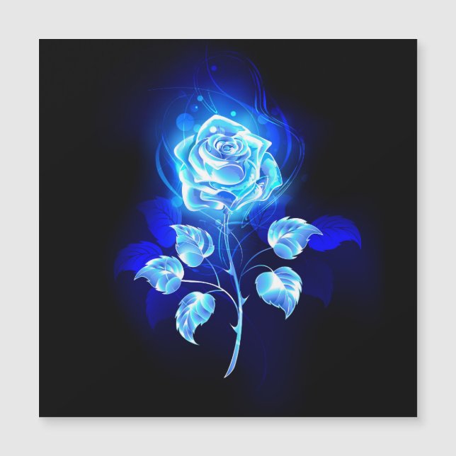 Invitación Magnética Rosa azul en llamas (Anverso)