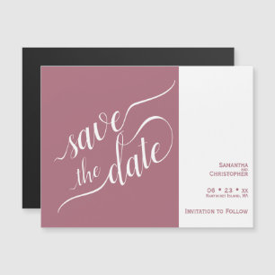 Invitación Magnética Rosa de caligrafía moderna Boda rosa salva la fech