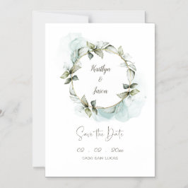 Invitación Magnética Rosa de color de agua verde boda de corona