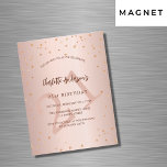 Invitación Magnética Rosa de cumpleaños estrellas de oro edad lujo<br><div class="desc">Para una elegante fiesta de cumpleaños número 21 (o cualquier edad). Fondo subió de gradiente dorado. Decorado con estrellas. Personalice y agregue un nombre,  detalles del fiesta y edad. El nombre se escribe con un guión de estilo con letras a mano</div>