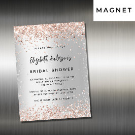 Invitación Magnética Rosa de plata ducha de novia lujo de oro