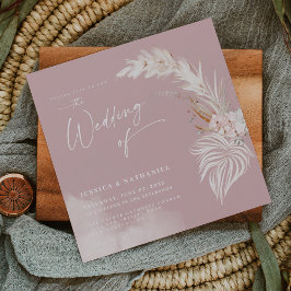 Invitación Magnética Rosa Desmayada de Hierba Moderna de Pampas Floral