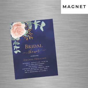 Invitación Magnética Rosa dorado verde azul marino lujoso Bridal Shower