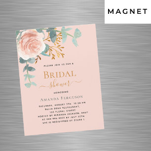 Invitación Magnética Rosa dorado verde melocotón lujo Bridal Shower