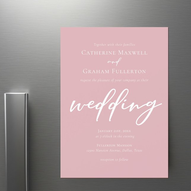 Invitación Magnética Rosa Polvoriento Boda Romántico Rosa (Subido por el creador)
