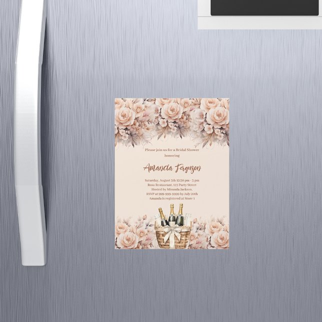 Invitación Magnética Rosas beige crema brunch burbujeante Bridal Shower (Subido por el creador)