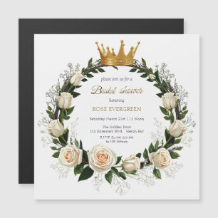 Invitación Magnética Rosas blancas y ducha de novias en el aliento del