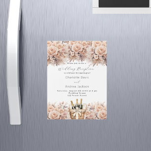 Invitación Magnética Rosas crema cesta de vinos recepción de boda de lu