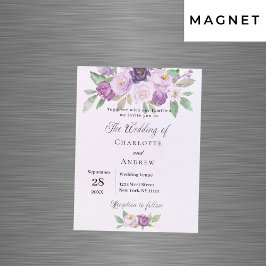 Invitación Magnética Rosas de flores violetas boda de lujo verde