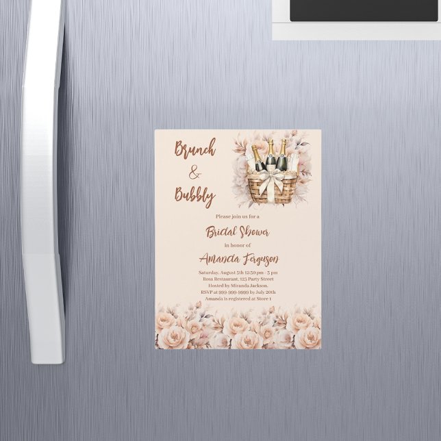 Invitación Magnética Rosas de melocotón beige de ladrillo burbujeante B (Subido por el creador)