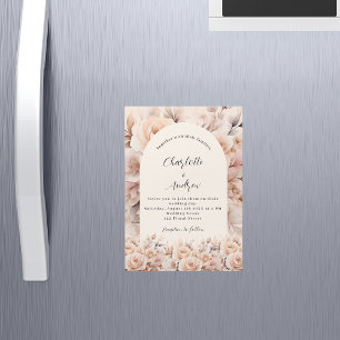 Invitación Magnética Rosas de melocotón de crema floran boda de lujo