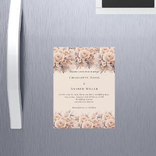 Invitación Magnética Rosas de melocotón de Crema florece elegante boda
