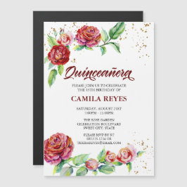 Invitación Magnética Rosas Rojas Vintadas Roses Rojos Pink Rosebuds Flo