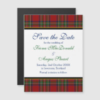 Royal Stuart Tartán Wedding Save the Date Magnet