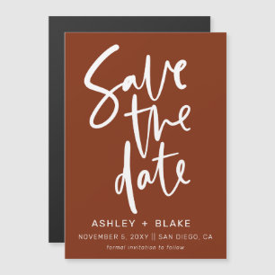 Invitación Magnética Rust Simple caligrafía manuscrita Guardar fecha