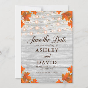 Invitación Magnética Rustic Wood Save The Date String Lights Boda