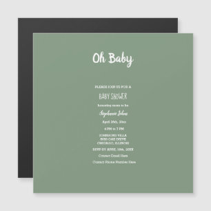 Invitación Magnética Sage Green Baby Shower Elegant Simple Boy Chica