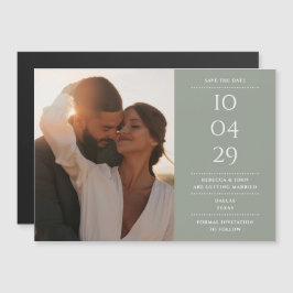 Invitación Magnética Sage Green Modern Boda Photo Save the Date