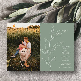 Invitación Magnética Sage Green Olive Leaf Minimalista Save The Date