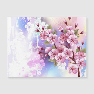 Invitación Magnética Sakura rosa sobre fondo de pintura