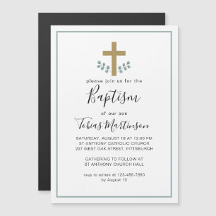 Invitación Magnética Saltos simples de eucalipto con bautismo cruzado