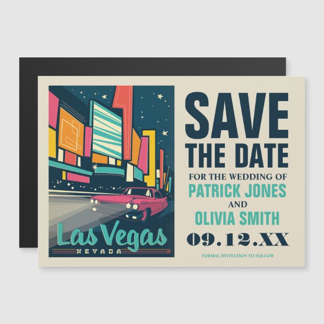 Invitación Magnética Salve la Fecha | Las Vegas, NV (Anverso/Reverso)