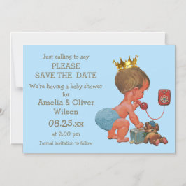 Invitación Magnética Salven la fecha Príncipe en el teléfono Azul gris