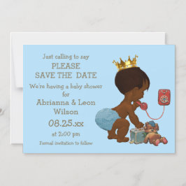 Invitación Magnética Salven la fecha Príncipe Étnico en el teléfono Azu