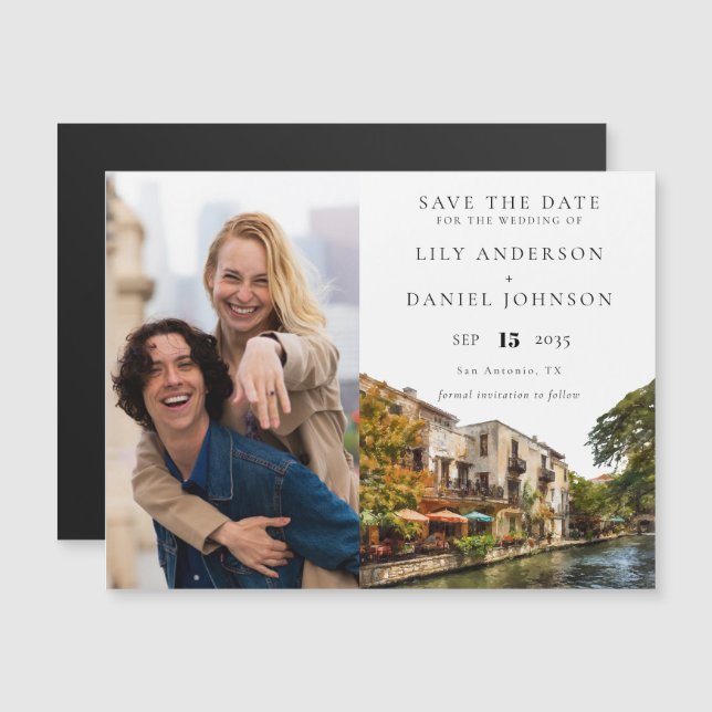 Invitación Magnética San Antonio Photo Wedding Save The Date (Anverso/Reverso)