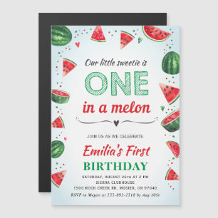 Invitación Magnética Sandía Cumpleaños Número Uno Fiesta de Cumpleaños 